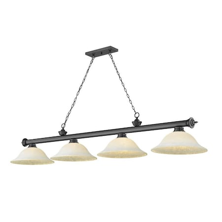 Z-Lite Cordon 4 Light Billiard, Bronze Plate & White Mottle 2306-4BP-WM16